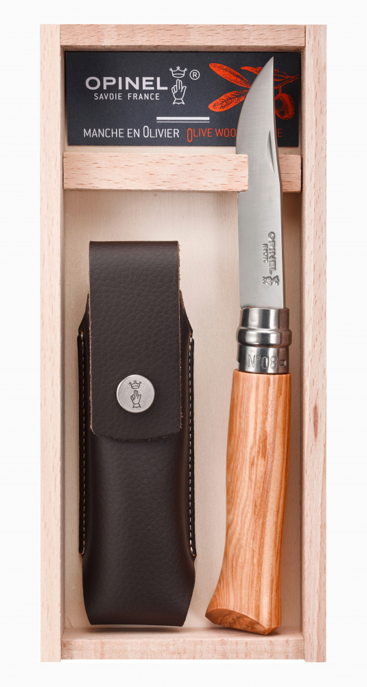 Opinel VRN 8 Inox Olive, dárkové balení.